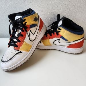 Air Jordan 1 Mid SE big kid MultiColor Canvas